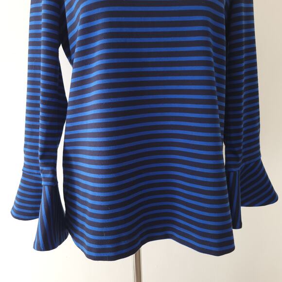 Draper James Sadler Striped Ponte Knit Bell Sleeves Shirt Rayon Small - Picture 7 of 13